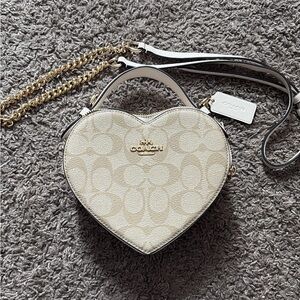 Coach Cream and Gold Heart Crossbody Bag
